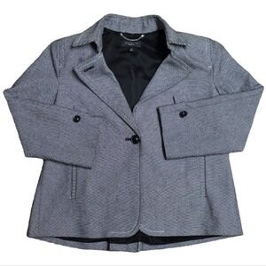 Talbots Women's Blazer Black‎ White Women's Size 10 Tiny Check 100% Cotton